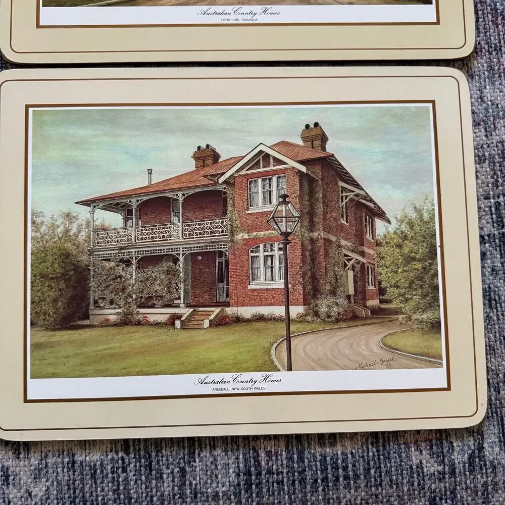 Pimpernel Australian Country Homes Set of 6 Placemats England Cork Back 9x12